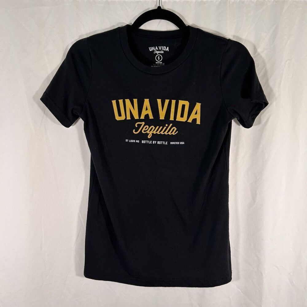 Una Vida Tequila Women's Small Black Graphic Print Short Sleeve Crew Neck